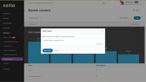 Educator account in Xello. The Saved careers report is open and the report is being saved and renamed.